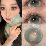 1Pair New Korean Lenses Myopia Blue Eyes Colored Contact Lenses Beauty Pupils Soft Natural Lens Green Prescription Lenses