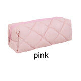 1 PC Candy Color Quilted Cute Pencil Case Waterproof Portable Stationery Storage Bag Student School Supplies Back to School Gift