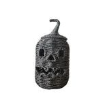 Handcrafted Halloween Woven Pumpkin with Removable Lid Rustic-style Pumpkin Candy Storage Basket Plastic