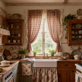American Pastoral Style Checkered Pattern Ruffle Curtain Enclosure Kitchen Door Curtains Cafe Living Room Window Kitchen Decor