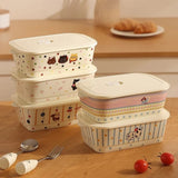 Microwave Oven Specific Ceramic Bento Box Divided Into Compartments Dining Box with Lid Fresh Keeping Box Cute