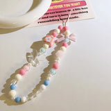 DIY Bow Knot Phone Pendant Bead Chain Lanyard Strap Cord Handmaed For Iphone Bracelet Keychain