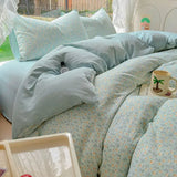 Yellow Floral Bedding Set Soft Ins Single Double Queen Size Duvet Cover Flat Sheet Pillowcase Girls Home Bed Linens NO Filler
