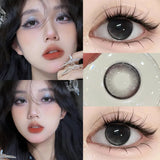 1 Pair Colored Contacts Lenses with Myopia 0 to -8.00 Degree Large Eyed Black Lenses Soft Korean Lenses Natural Lenses
