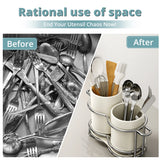 Chopsticks holder,Utensil Holder with 2 Compartments, Stainless Steel Utensil Drying Rack with Drain Tray,Forks, Knives, Spoons