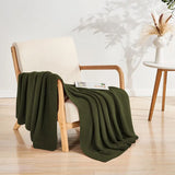 Lightweight Cable Knit Throw Blanket Soft Breathable All-Season Couch Decorative Cozy Blanket for Home Decor Christmas Green