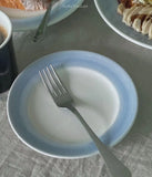 Tea Style Milk Blue Gradient Plate Hand-painted Underglaze Color Dining Plate Home Dessert Vegetable Fruit Plate Cold Style Dish