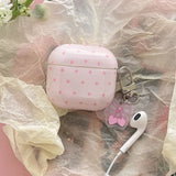 Korea Mint Green Polka Dots Silicone Earphone Case For Apple AirPods 1or2 3 4 Pro Pro 2 Soft Protection Cover With Keychain