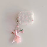 Pink flower imd earphone case wireless bluetooth charging box for apple airpods 4 1 pro 2nd 3 2 cartoon cover fundas