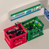 Mini Simulation Refrigerator Magnet Supermarket Supply Station Drink Sign Magnetic Stick-On Plate Tray Decorative Turnover Box