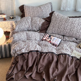 Korean Bedding Set Luxury Quilt Cover Pillowcase Flat Bed Sheet Skirt Fitted Sheet Girl Princess Ruffle Home Textile Christmas