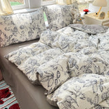 Oxygen Double Layered Four-Piece Bedding Set Fresh Floral Duvet Cover Bed Sheet Bed Canopy Student Dormitory 3-Piece Set