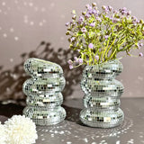 strange Disco Ball Spiral Vase Glass Tiles Flower Bottle Disco Ball Planter Mirror Vase Home Living Room Decor creative gifts