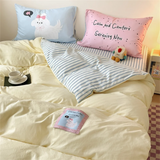 Kawaii Cartoon Dog Washed Cotton Bedding Set for Girl Boys Skin-friendly Duvet Cover Set with Sheet Soft Comfortable Quilt Cover