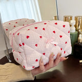 Flower Quilted Fashion Makeup Storage Bag Portable Travel Organizer Cosmetic Toiletry Pouch Cute Make Up Handbag Clutch Purse