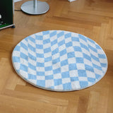 Ikeehome  Irregular Checkerboard Bedroom Rug Round Simple Design Solid Color IG Fashion Living Room Carpet Polyester Cute Decoration Home