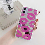 Korean Ins Full of Pink Lips Mirror Phone Case for iPhone 14 13 Pro Max Plus Back Cover for 12 11 Pro Max X XS Max 7 8 SE Capa