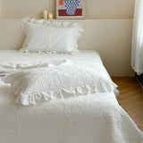 2 pcs Quilted Soft Pillow Sham with Ruffles 48x74cm Home Decorative Pillow Case Flower Printed Pillowcases Covers