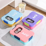 Microwavable Compartment Bento Box Food Grade Plastic Portable Leakproof Lunch Container with Spoon for Students Office Workers