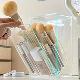 Clear Acrylic Makeup Brush Holder - Adjustable Desktop Organizer for Cosmetics, Storage Box with Multiple Compartments