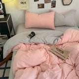 Solid Color Bedding Set Twin Full Queen Size Bed Flat Sheet Soft Kids Adults Duvet Cover Set Quilt Cover Pillowcases Bed Linen