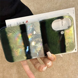 Whirlpool Pattern IND Retro Splicing Green Stripe Phone Case for iPhone 17 11 12 13 14 15 16 Pro Max XS X XR 7 8 Plus 16e Cover