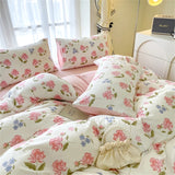 Fresh Botanical Floral Bedding Set for Kids and Adults Leaves Flower Duvet Cover Set Pillowcases Soft Washed Cotton Home Textile