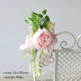 4pcs Artificial Peony Pew Flowers for Wedding Aisle Ceremony Chair Decoration Greenry with Rustic Wedding Outdoor Decor