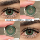 1 Pair Big Eyes Black Lenses Natural Gray Lenses Color Contact Lenses Eyes with Green Beautiful Pupils Lenses Yearly