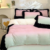 Floral Plant Pattern Bedding Doublesided Coral Fleece Duvet Cover 3 Pcs Set Keepwarm Machine Washable Skin Friendly Bed Sheets