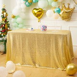 Rectangle Table Cover Golden Sequin Tablecloth Long for Wedding Birthday Party Baby Shower Events Independence Day Decorations