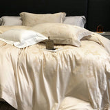 Luxury 1000TC Lyocell Cotton Jacquard Soft Silky Bedding Set Queen King Size Duvet Cover Bed Sheet/Fitted Sheet Pillowcases 4Pcs