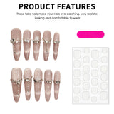 Handmade Press On Nails Pink Crystal Cat's Eye Long Artificial Nails 10pcs Glitter Diamond French False Nails Almond Wearable
