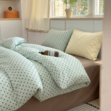 Ins Nordic Bedding Set Simple Style Polka Dot Duvet Cover Set Soft Flat Sheet Single Twin Size Double Bed Sheet Set For Bedroom