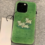 Cute Cartoon Running Grassland Puppy Green Jelly Candy Case For iPhone 16 15 Pro Max 14 Pro 13 12 11 Plus Lovely High-end Cover