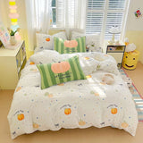 Washed Cotton Pink Duvet Cover Girl Room Decor Breathable Comforter Cover with 2 Pillowcases Bed Linens Bedding Set Home Textile