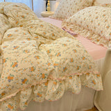 Fresh Botanical Floral Bedding Set for Kids and Adults, Leaves, Flower Duvet Cover, Pillowcases, Soft Washed Cotton, Home Textil