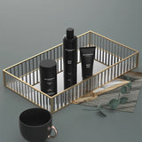 Rectangular Glass Jewelry Box, Vintage Gold Open Top Transparent, Necklace Bracelet Earring Organizer Rack, for Vanity Bedroom Display, 3 Sizes Available