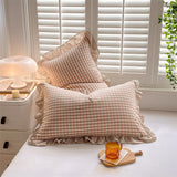 100% Cotton Lace Pillowcase 48x74cm Yarn-dyed Washed Cotton Stripe Pillow Cover Bedding Decorative Pillow Sham With Zipper