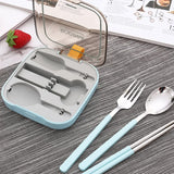 Stainless Steel Folding Cutlery Set with Storage Case Portable Fork, Spoon, and Chopsticks 3Pcs Set Outdoor Tableware