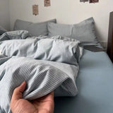 Ins Nordic Bedding Set Plaid Striped Duvet Cover Set Soft Flat Sheets Set 2 Pillowcases Single Twin Full Queen Size Simple Style