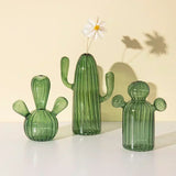 Cactus Shaped Glass Vase for Plant Creative Vase Decoration Home Desktop Decor Transparent Hydroponics Plant Vase Birthday Gift