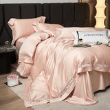 1000TC Lyocell Cotton Flowers Hollow Wide Edge Luxury Bedding Set Soft Silky Duvet Cover Flat/Fitted Bed Sheet Pillowcases 4Pcs