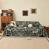1pc Jungle Bunny Pattern Sofa Towel All-cover Jacquard Sofa Throw Blanket With Tassels Couch Protector Four Seasons Universal