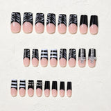 Cross Press on Nails Handmade 3d Y2k False Nails Black French Style Press On Nails Long Square European French Fake Nail