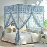 Lace Princess Palace Mosquito Net with Frame Romantic Three-door Bed Curtain with Dustproof Top French Design Home Decor