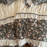 Vintage French Floral Pleated Lace Bedding Set Double Layer Crepe Yarn Pure Cotton Duvet Cover Flat/Fitted Bed Sheet Pillowcases