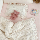 Korean Baby Girl Crib Bedding Set Bunny Rose Cherry Floral Cotton Muslin Cot Bedding Kit Duvet Cover Pillowcase No Filler