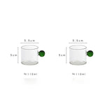 2PC 110ml Espresso Cups small Cups Home Glass Ball Handle Coffee Cup Tea Water Cup Saucer  Steak Juice Bucket Table Decor