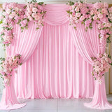 2 Panels Pink Backdrop Curtain for Wedding Polyester Photography Backdrop Drapes for Birthday Parties Stage Backdrop Stand